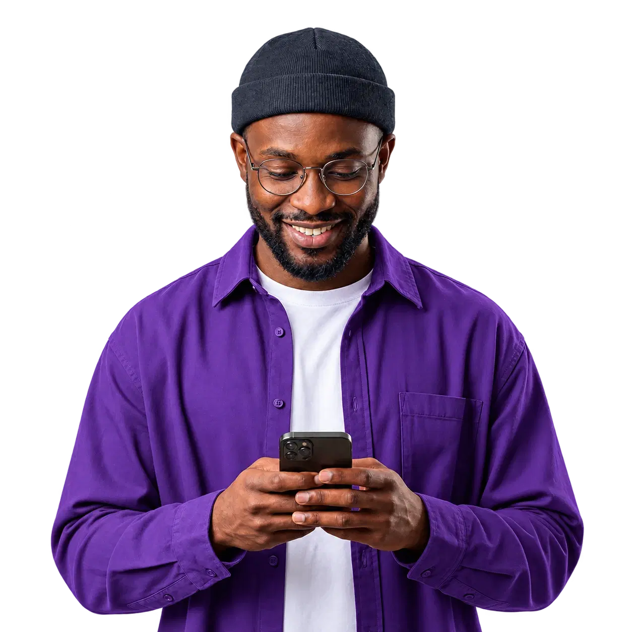 Investor reviewing his i-invest account on a phone