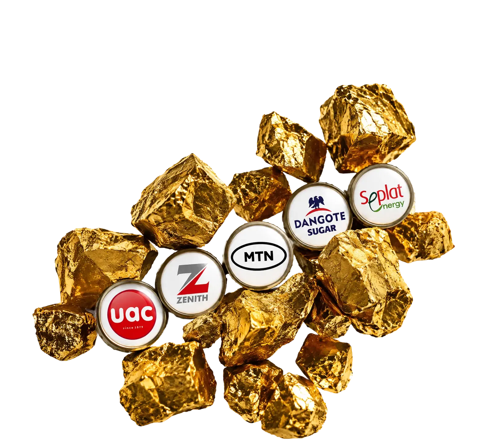 Gold nuggets representing public companies available through IPOs